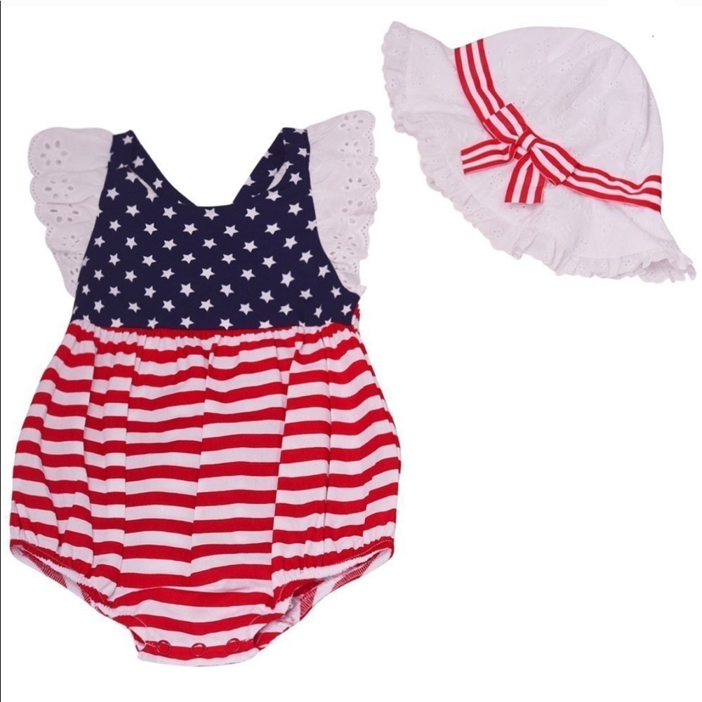 NWT Bonnie Baby Stripes Star Patriotic Bodysuit